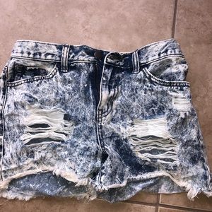 Acid Wash Ripped Shorts